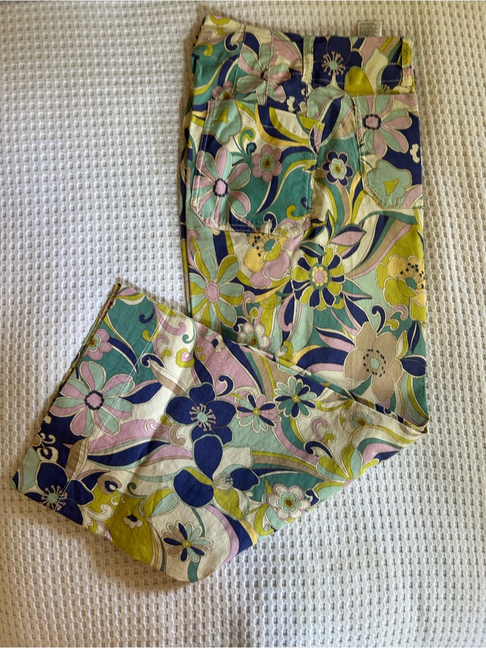 Anthropologie Maeve The Collet Floral Pants in Pastel Pink, Yellow & Blue